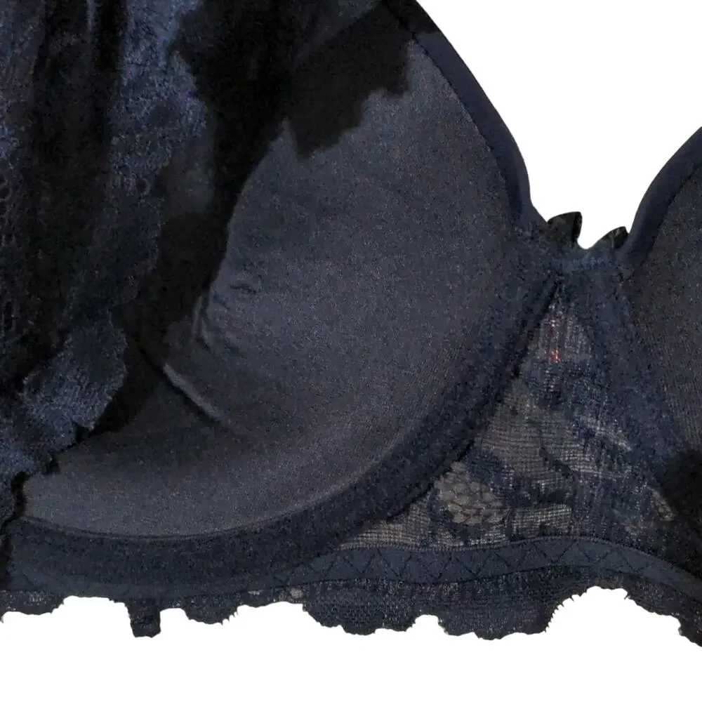 Rachel Roy navy‎ smooth cup underwire lace bra